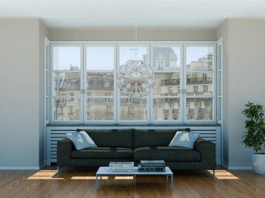 İç tasarım parlak oda kanepe