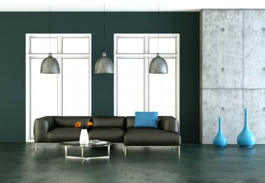 Beyaz kanepe ve tablo ile parlak Oda