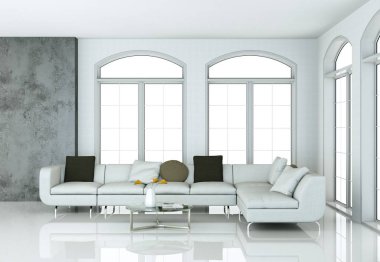 Beyaz kanepe ve tablo ile parlak Oda