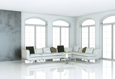 Beyaz kanepe ve tablo ile parlak Oda