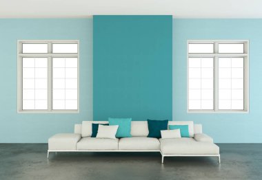 İç tasarım modern parlak oda beyaz kanepe