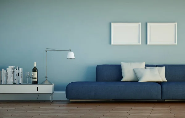 Design de interiores quarto luminoso com sofá — Fotografia de Stock