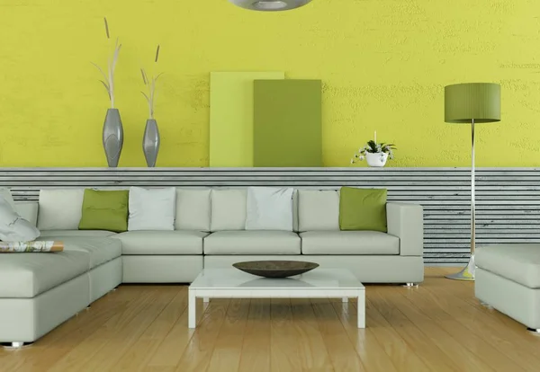 Projektowanie wnętrz nowoczesne jasny pokój z białej kanapie — Zdjęcie stockowe