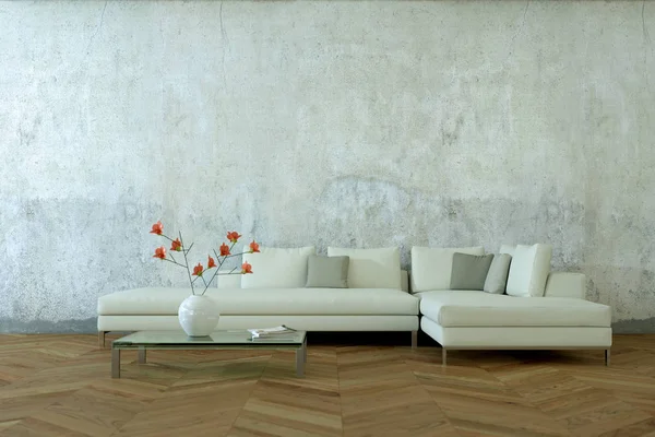 İç tasarım modern parlak oda beyaz kanepe