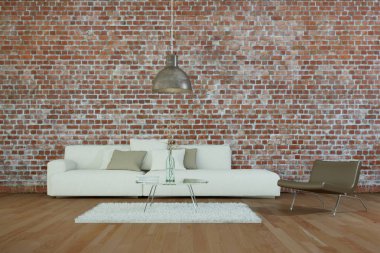 İç tasarım modern parlak oda beyaz kanepe