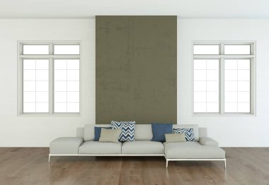 İç tasarım modern parlak oda gri kanepe