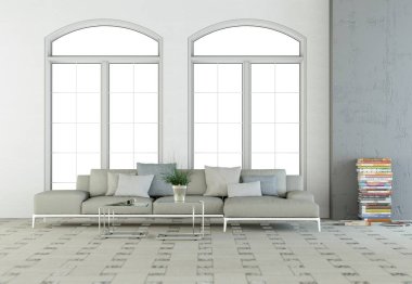 İç tasarım modern parlak oda gri kanepe