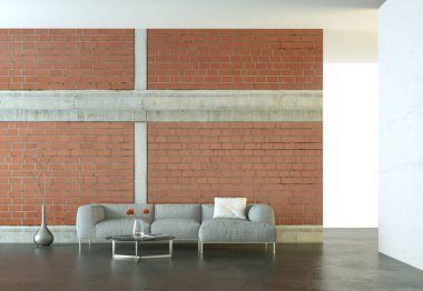 İç tasarım modern parlak oda gri kanepe