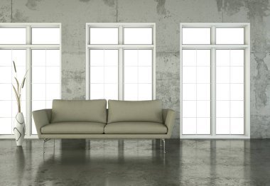 İç tasarım modern parlak oda gri kanepe