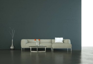 İç tasarım modern parlak oda gri kanepe