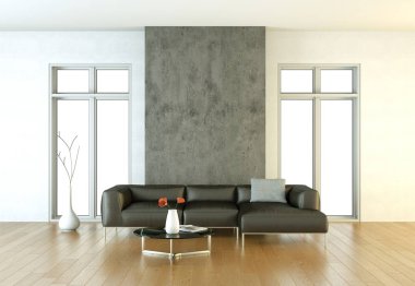 İç tasarım modern parlak Oda siyah kanepe