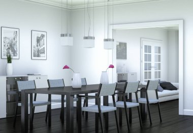 Yemek odası iç tasarım modern daire içinde