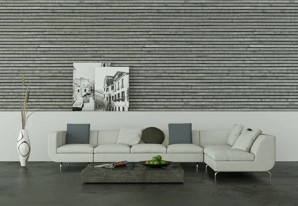 İç tasarım modern parlak oda beyaz kanepe