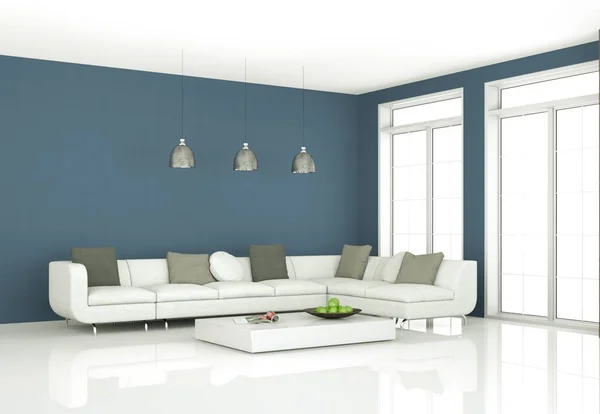 Habitación luminosa moderna de diseño interior con sofá blanco — Foto de Stock