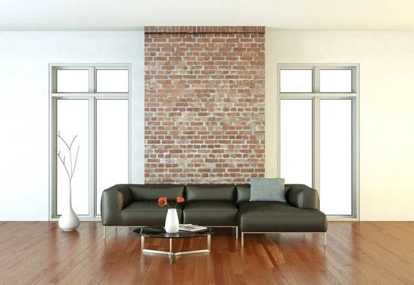 İç tasarım modern parlak Oda siyah kanepe