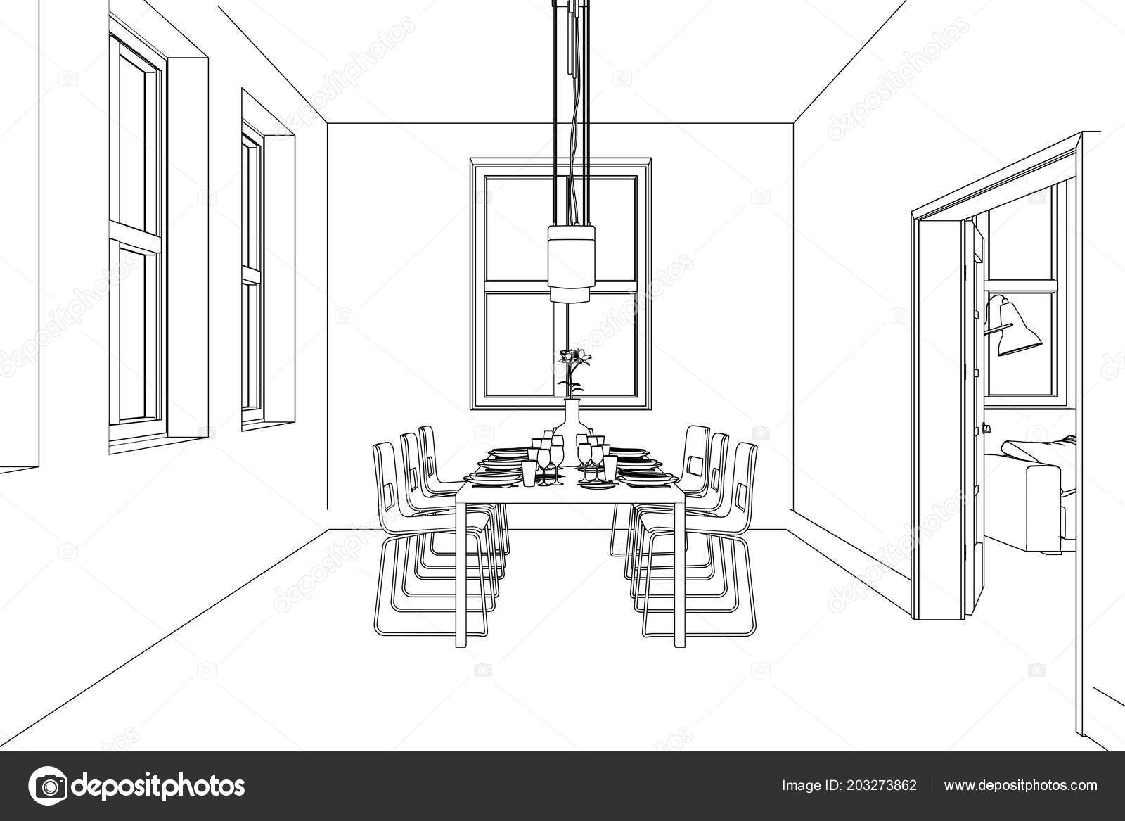 Interior Design Living Room Custom Drawing Stock Photo By C Virtua73
