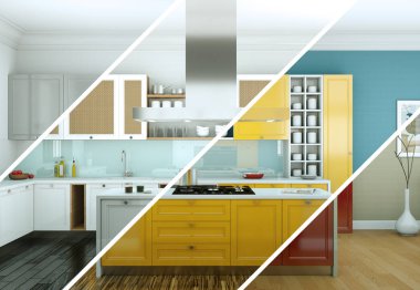 Güzel bir tasarım ile modern bir mutfak bölünmüş renk varyasyonları