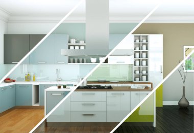 Güzel bir tasarım ile modern bir mutfak bölünmüş renk varyasyonları