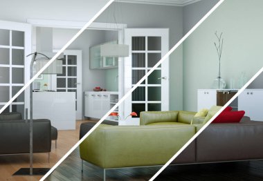 Bölünmüş renk değişimleri modern loft iç tasarım