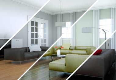 Bölünmüş renk değişimleri modern loft iç tasarım