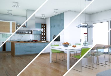 Bölünmüş renk değişimleri modern loft iç tasarım