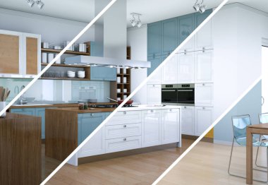 Güzel bir tasarım ile modern bir mutfak bölünmüş renk varyasyonları