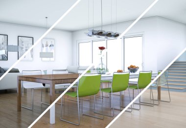 Bölünmüş renk değişimleri modern loft iç tasarım