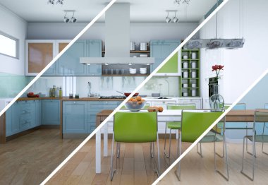 Bölünmüş renk değişimleri modern loft iç tasarım