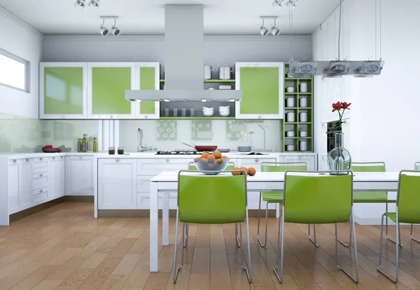 Beyaz modern mutfak dekorasyon illüstrasyon