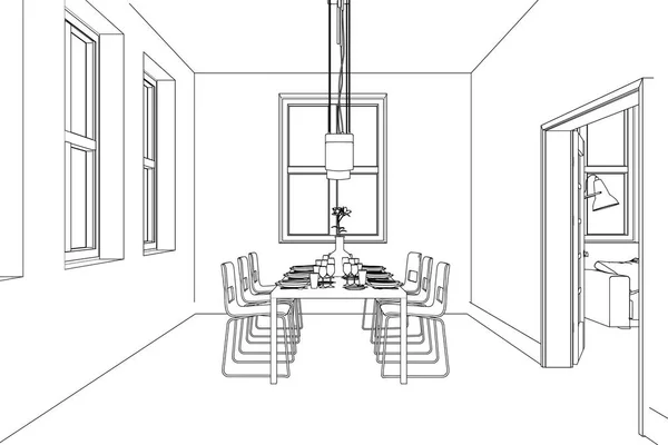Design de interiores Sala de estar personalizado Desenho — Fotografia de Stock