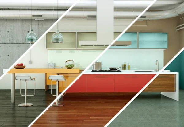 Güzel bir tasarım ile modern bir mutfak bölünmüş renk varyasyonları