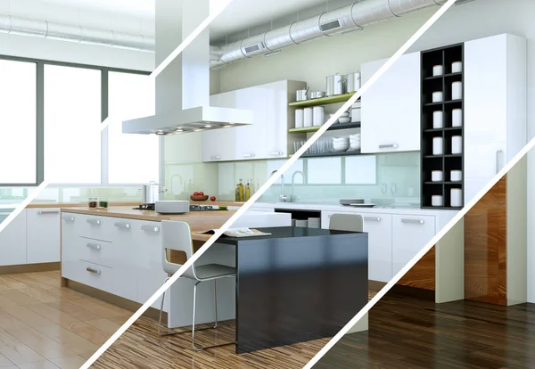 Güzel bir tasarım ile modern bir mutfak bölünmüş renk varyasyonları