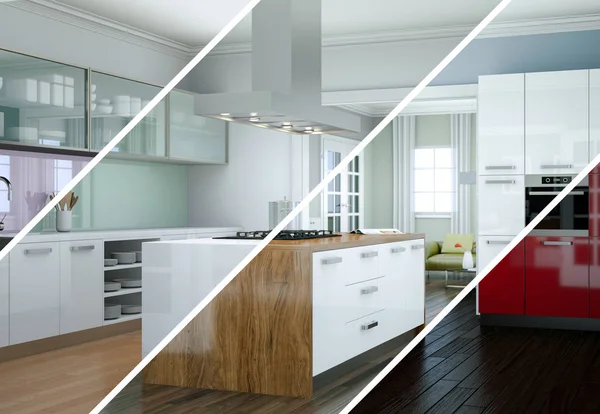 Güzel bir tasarım ile modern bir mutfak bölünmüş renk varyasyonları