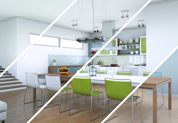 Bölünmüş renk değişimleri modern loft iç tasarım