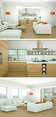 Üç renk değişimleri modern loft iç tasarım