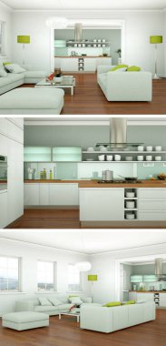 Üç renk değişimleri modern loft iç tasarım