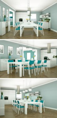 Üç renk değişimleri modern loft iç tasarım