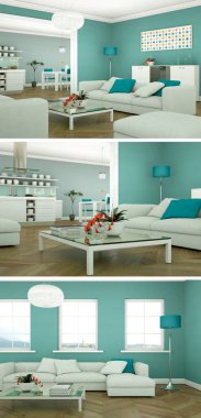 Üç renk değişimleri modern loft iç tasarım