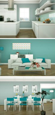 Üç renk değişimleri modern loft iç tasarım