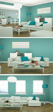 Üç renk değişimleri modern loft iç tasarım