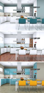 Üç renk değişimleri modern loft iç tasarım