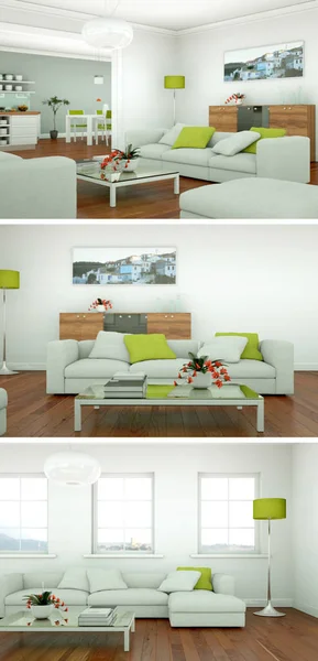 三现代阁楼室内设计的色彩变化 — 图库照片