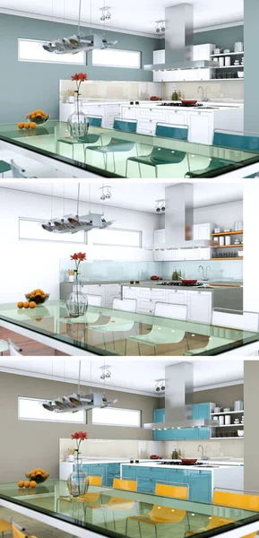 Üç renk değişimleri modern loft iç tasarım