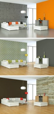 Modern iç çatı tasarım üç kez bakıldı