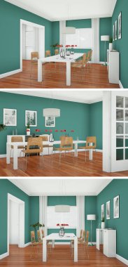 Modern iç çatı tasarım üç kez bakıldı