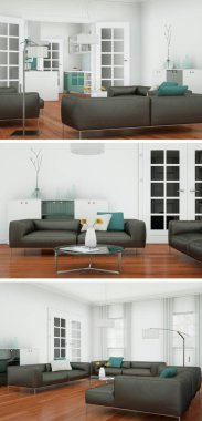 Modern iç çatı tasarım üç kez bakıldı