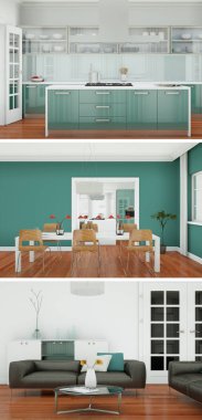 Modern iç çatı tasarım üç kez bakıldı