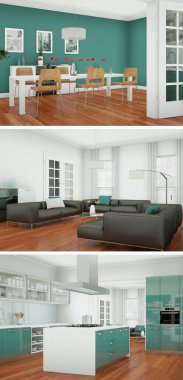 Modern iç çatı tasarım üç kez bakıldı