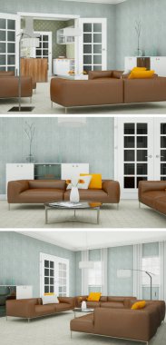 Modern iç çatı tasarım üç kez bakıldı