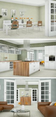 Modern iç çatı tasarım üç kez bakıldı